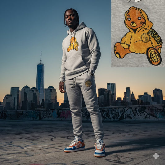 Adult " Hoodie SZN " Gray Premium Fleece Jumpsuit