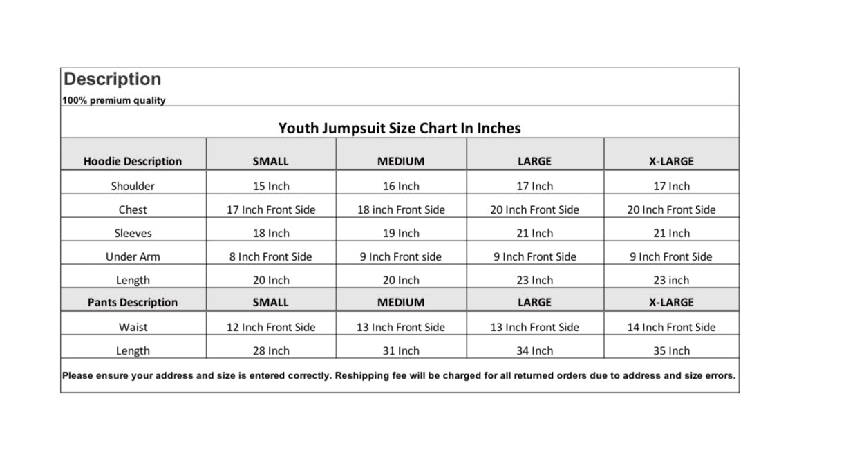 Youth Fleece Jumpsuit ( Hoodie & Bottom)