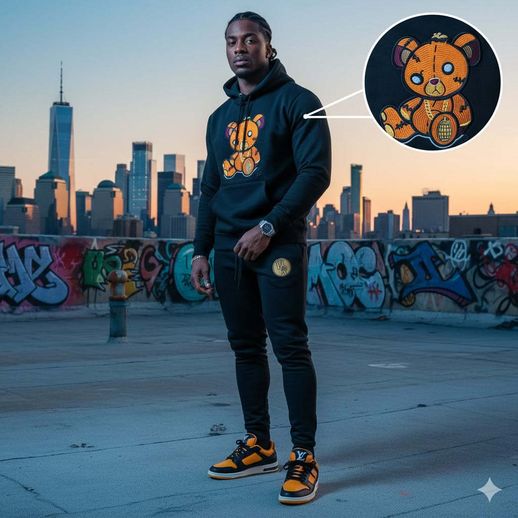 Adult " OG Bear " Black Premium Fleece Jumpsuit