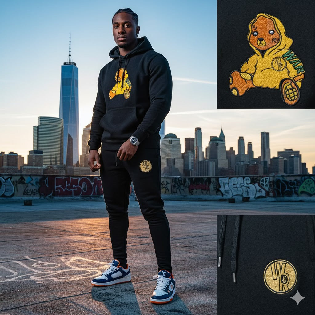 Adult " Hoodie SZN " Black Premium Fleece Jumpsuit