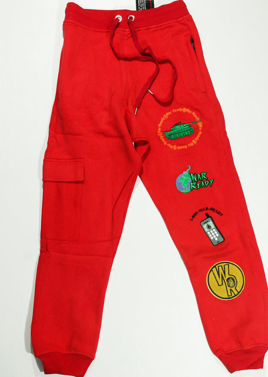 Adult “ War Ready Tank” Red Fleece Jumpsuit ( Top & Bottom )