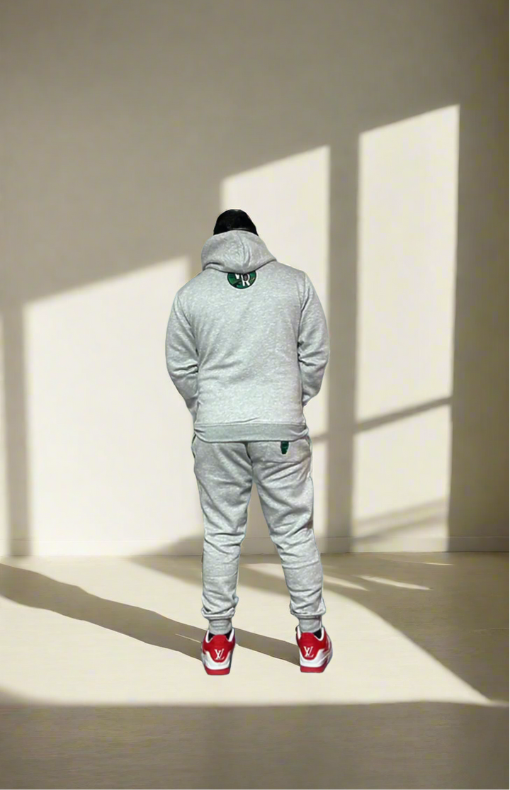 Adult " Hoodie SZN " Gray Premium Fleece Jumpsuit