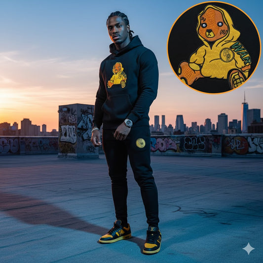 Adult " Hoodie SZN " Black Premium Fleece Jumpsuit