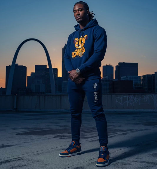 Adult " OG Bear" Royal Blue Premium Fleece Jumpsuit