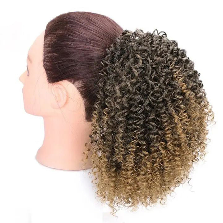 Women's African Drawstring Stretch Small Curly Wig