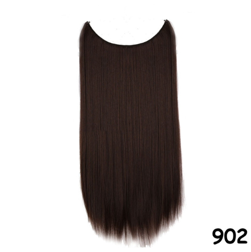 S-noilite 20 inches Invisible Wire No Clips in Hair Extensions Secret Fish Line Hairpieces Silky Straight Synthetic