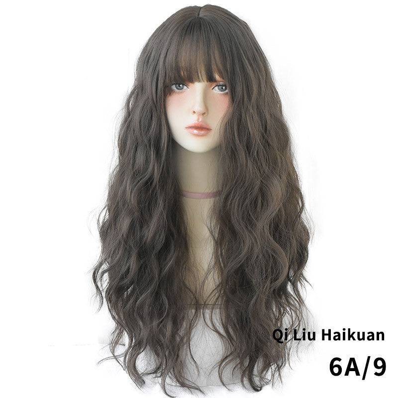 Haze blue natural long curly hair cover