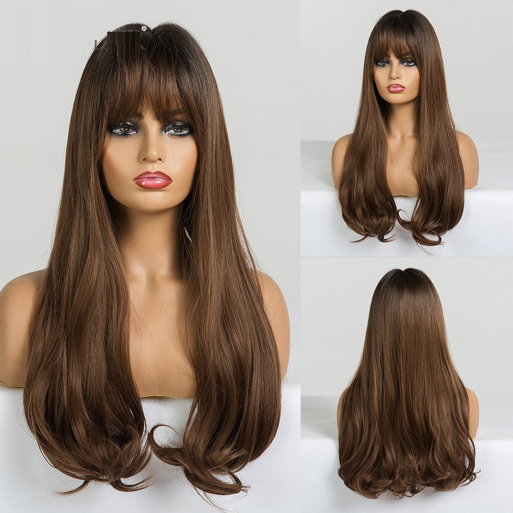 High Temperature Silk Rose Net Mechanism Head Cover Wig Straight Hair