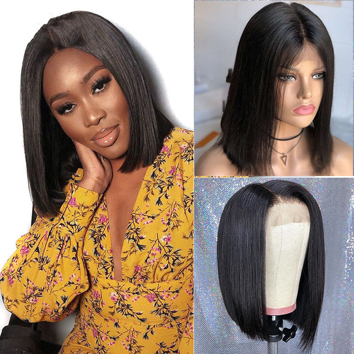 Front lace black short straight hair