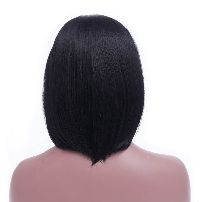 Mid-point black straight hair hood