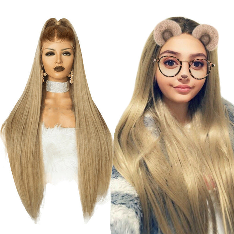 Lace Wig Linen Gradient Long Straight Hair