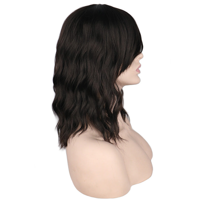 Women's Oblique Bangs Short Curly Wig Headgear