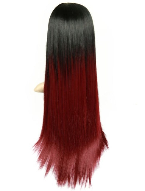 Synthetic Fiber Straight Long Pink Wigs For Women Good Wig
