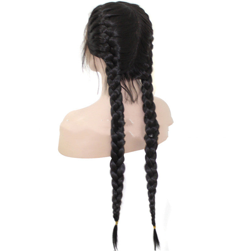 Foreign Trade Source Of Wigs For Women, Baby Hair, Long Straight Hair, Braided Hair, Braid, Front Lace, Chemical Fiber Hair, Wig, Hair Cover