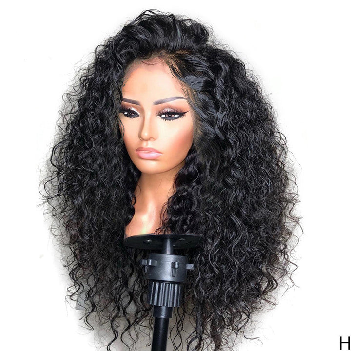 European And American Ladies Black Front Lace Small Wavy Curly Hair