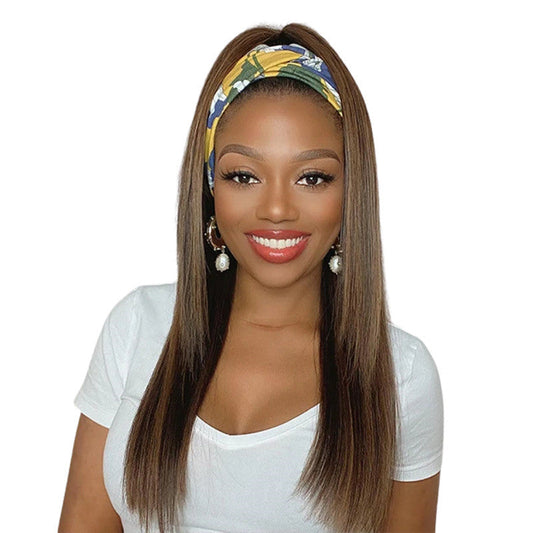 Highlight Color Straight Headband Wig