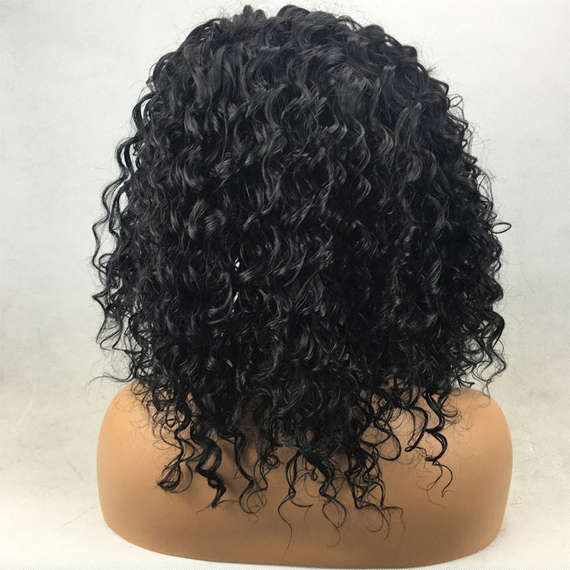 Black Small Curly Front Lace Wig Hair Cover