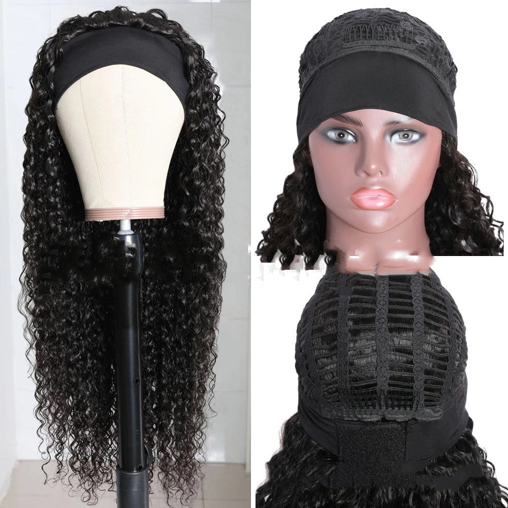 Wig Female Middle Point Small Wavy Long Curly Hair Turban Hair Band Wig