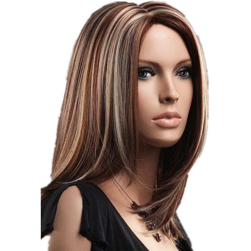 Wigs Are Divided Into Medium And Long Hair, Linen Brown Highlights And Mixed Colors