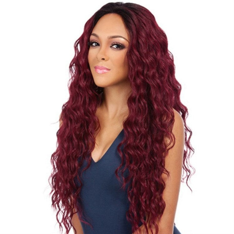 Wig Black Burgundy Multicolor Curly Hair