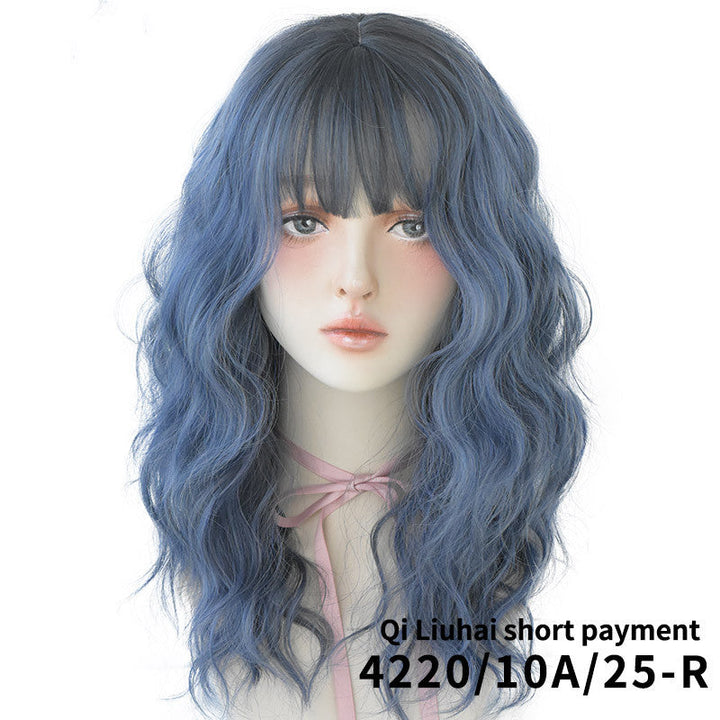 Haze blue natural long curly hair cover
