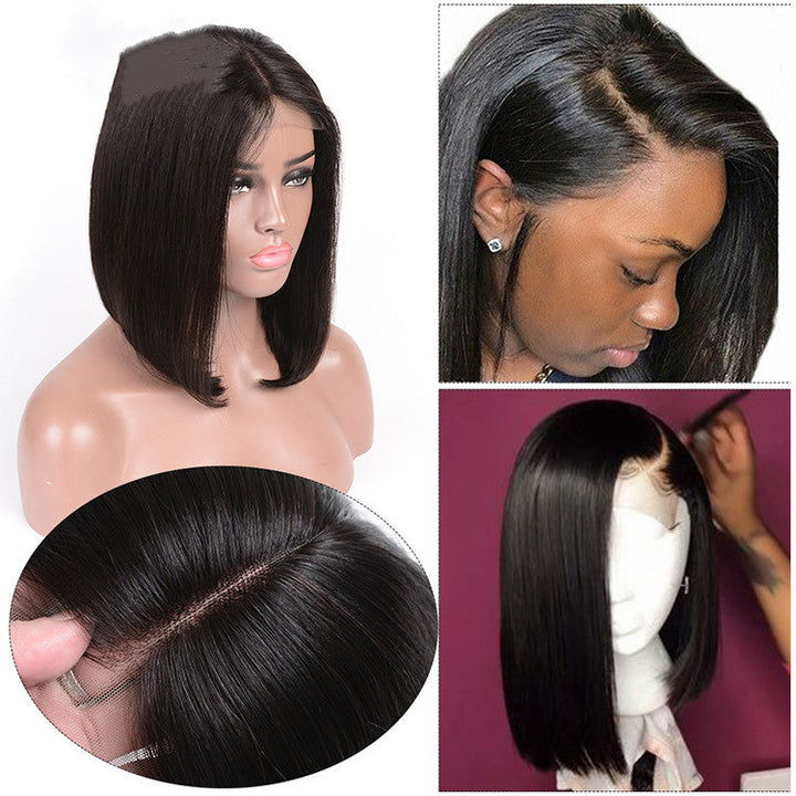 Front lace black short straight hair
