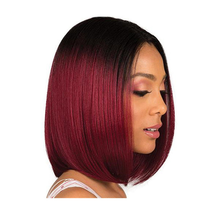 Dyeing mid-point wig female black gradient wine red bobo head