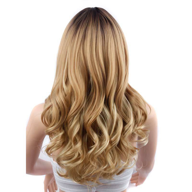 Gradient color mid-point big wavy long curly hair