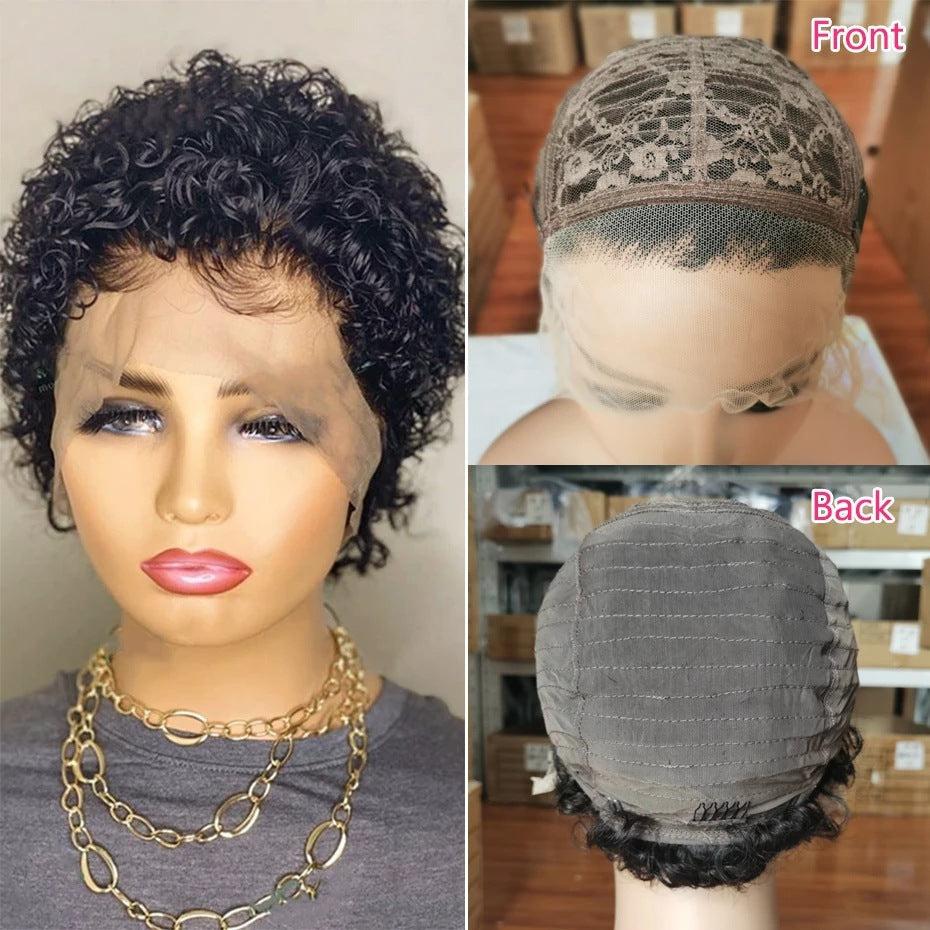 Women's Fashion Front Lace African Small Curly Wig