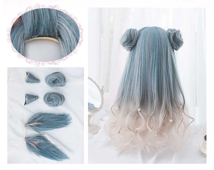 Facial gradation wig with sideburns
