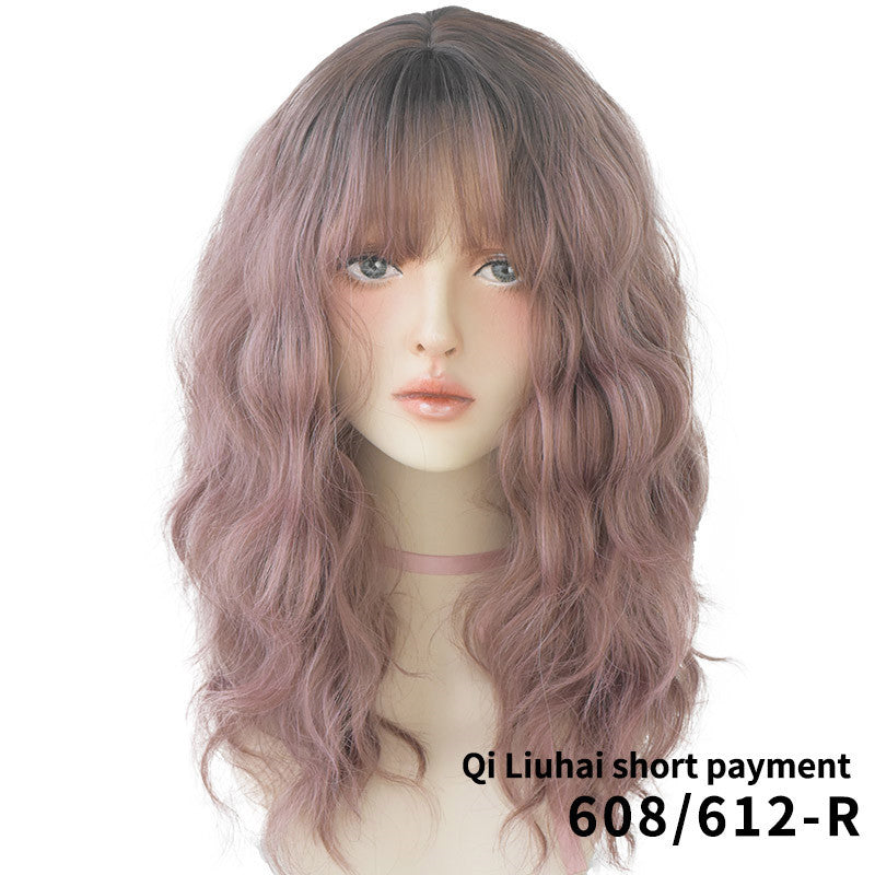 Haze blue natural long curly hair cover