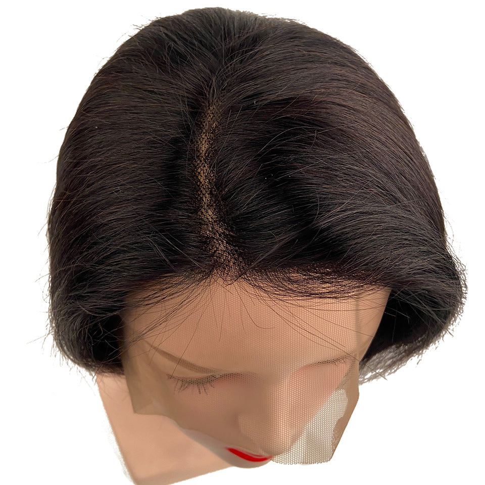 Real Hair Lace Head Cover Short Wig