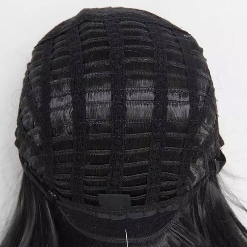 Medium Split Black Big Wave Wig High Temperature Wire