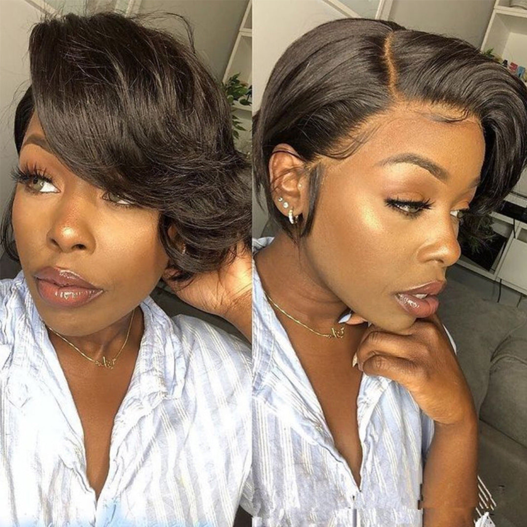 Real Hair Lace Head Cover Short Wig