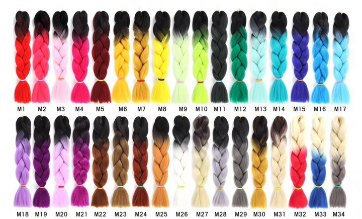 Colorful Synthetic hair Braids Ombre Braiding Hair Extensions 24Inch 100g