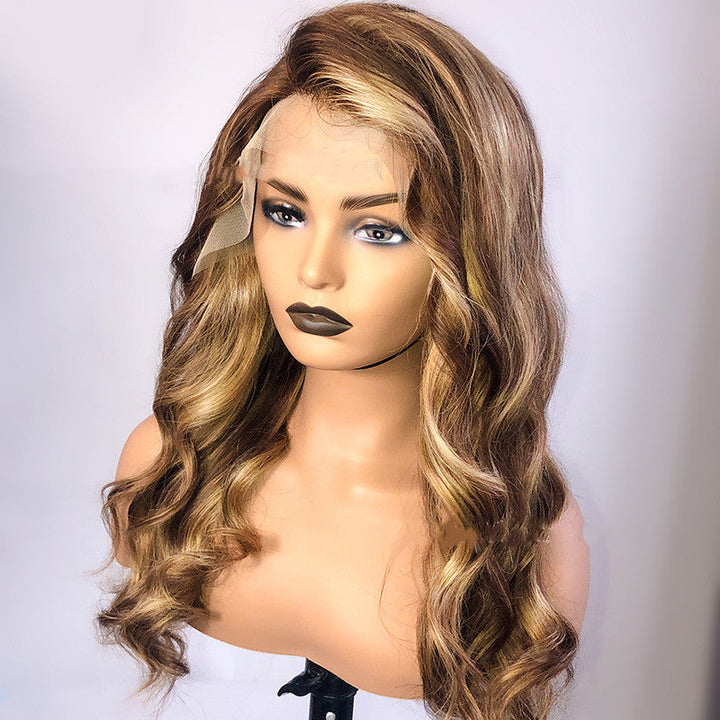 Brazilian Hair Color Half Lace Headgear P427 Body Wave 13x4 Lace Wig