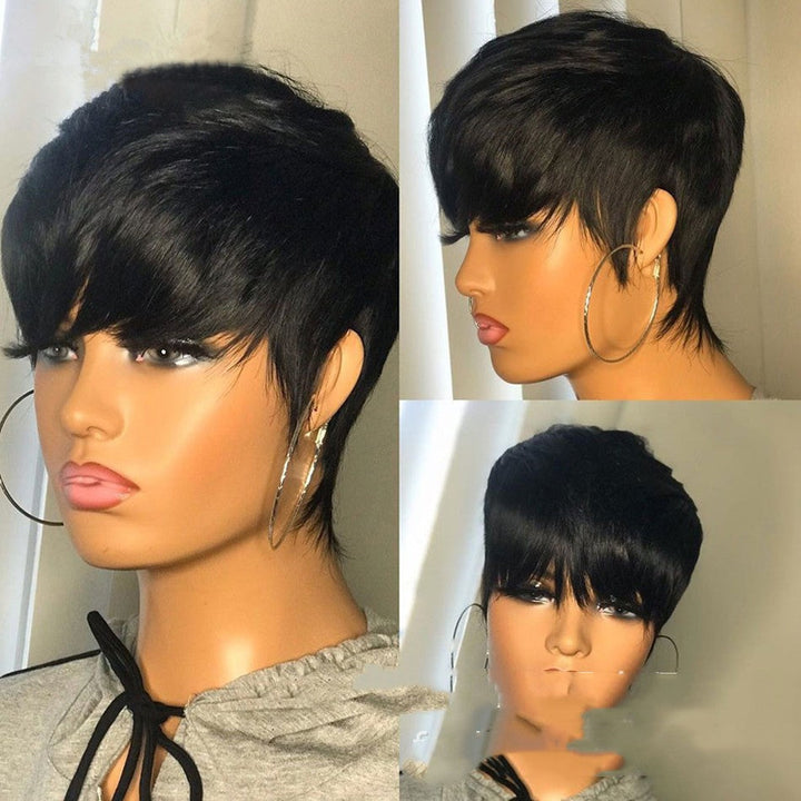 Wig Female Headgear Foreign Trade Black Short Straight Hair Pixie Cut Short Black Wigs