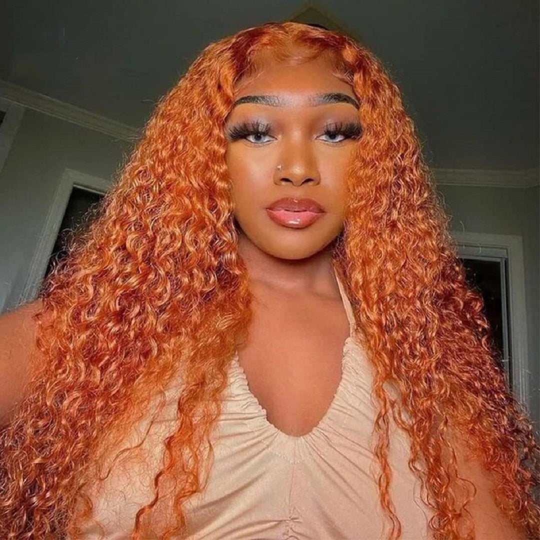 Front Lace Small Curly Orange Curly Hair Chemical Fiber Fake Head Cover
