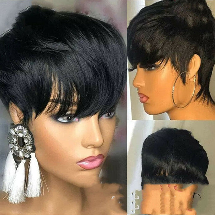 Wig Female Headgear Foreign Trade Black Short Straight Hair Pixie Cut Short Black Wigs