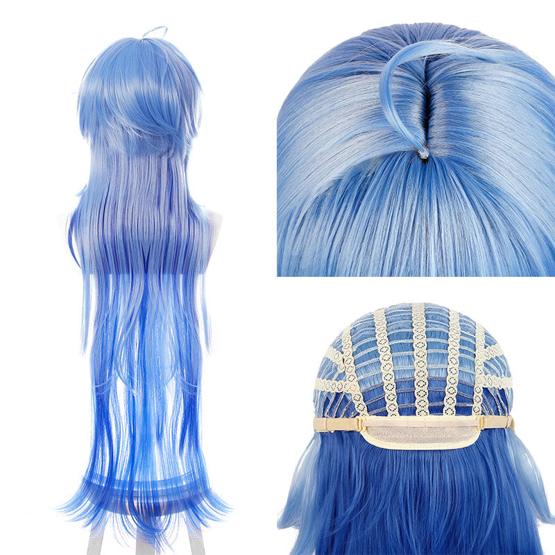 Wig Gradient Blue Long Cosplay Wig Heat-resistant Synthetic Hair  Free Wig Hat