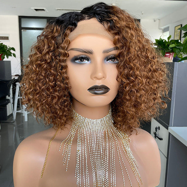 Cross-border E-commerce Exclusively For Ombre Curly Bobo1b30 Human Hair Lace Wig