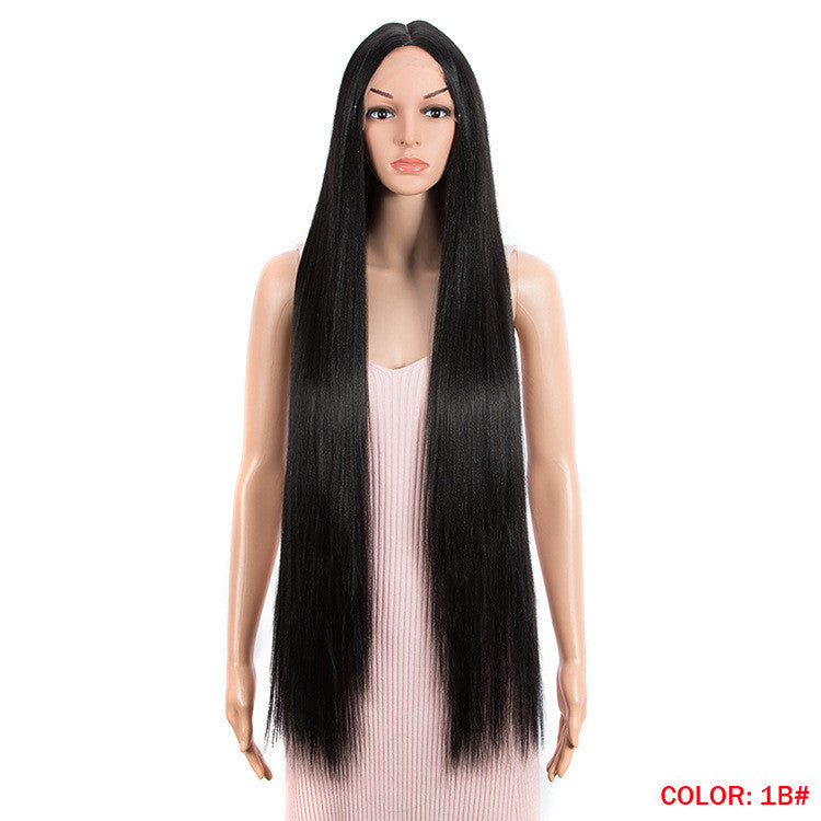 Long Straight Hair Synthetic Fiber Headgear