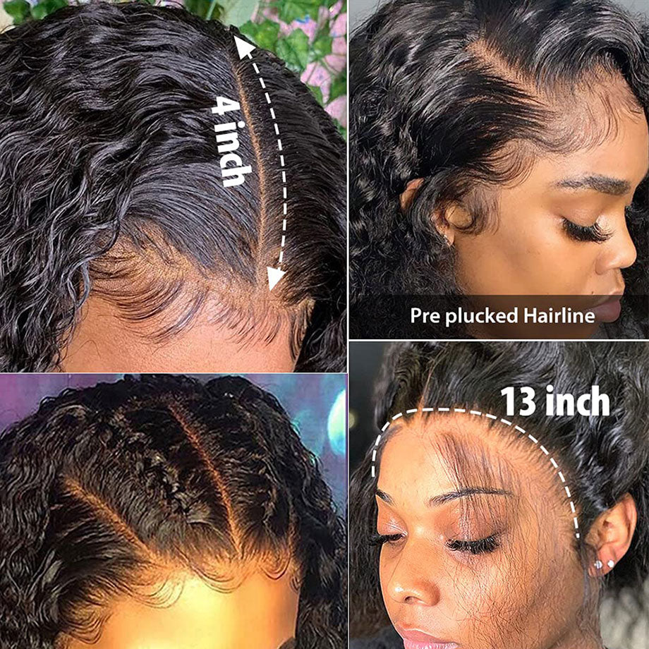 Deep Wave T Part Frontal Wig Human Hair Headgear
