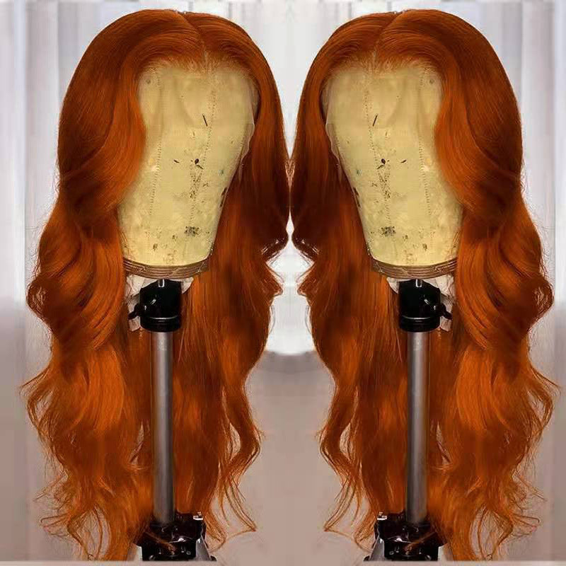 European And American Dark Orange Wig Hair Set Smooth Hair
