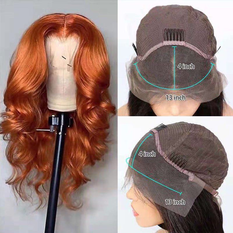 European And American Dark Orange Wig Hair Set Smooth Hair
